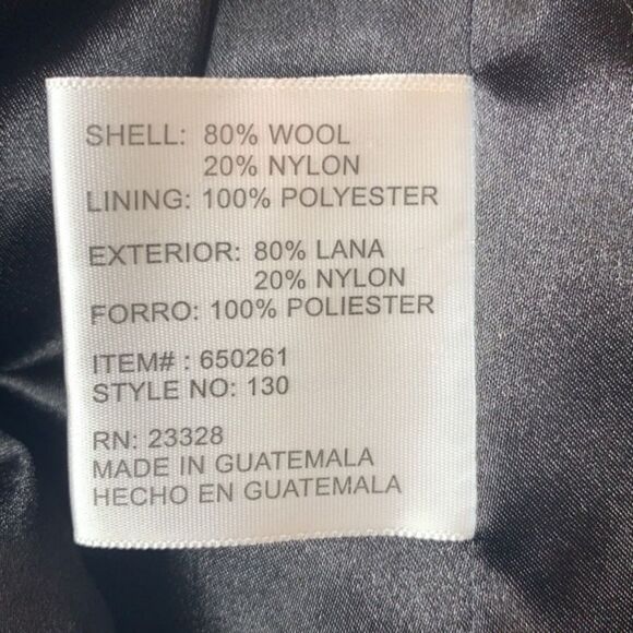 Kristen Blake Black Fine Australian Wool Blend Funnel Neck Pea Coat Size Small - Picture 7 of 13